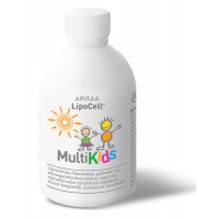 LipoCell MultiKids folyékony étrend-kiegészítő őszibarack ízben (250 ml)