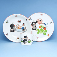 Kisvakond eper mintás porcelán gyerek étkészlet bögrével